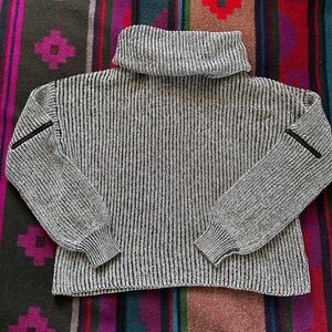 Vici Gray Chunky Knit Cowl Turtleneck Sweater